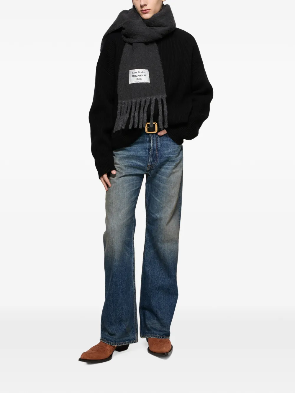 Acne Studios Tweekleurige alpaca sjaal Grijs