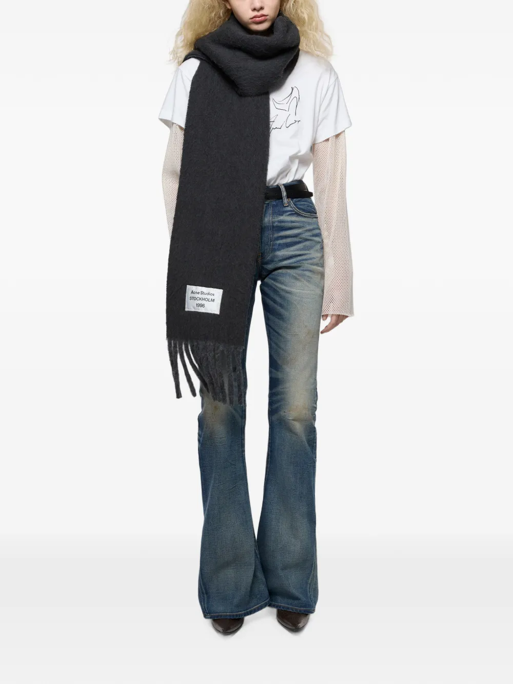 Acne Studios Tweekleurige alpaca sjaal Grijs