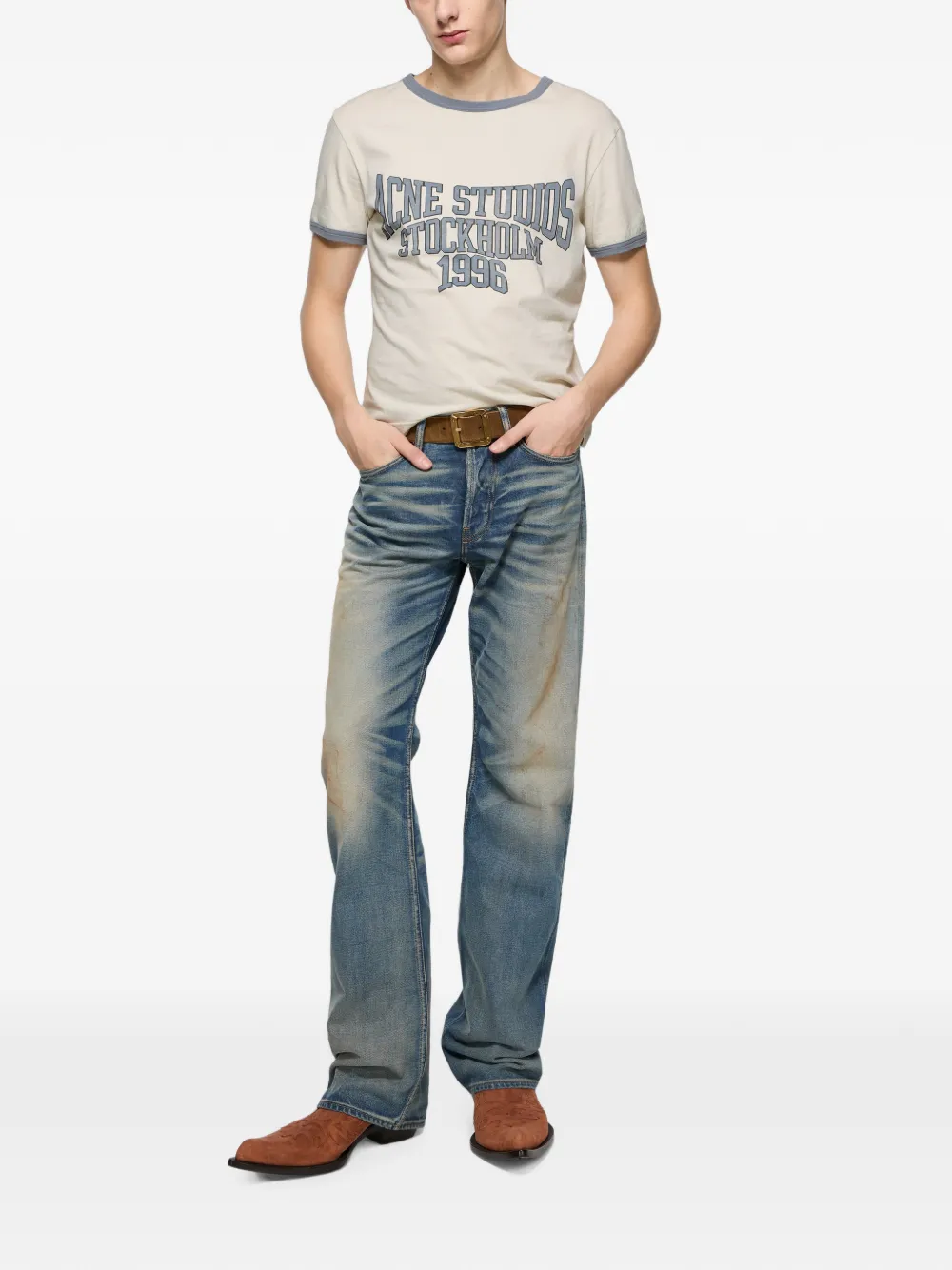 Acne Studios T-shirt met grafische print Beige