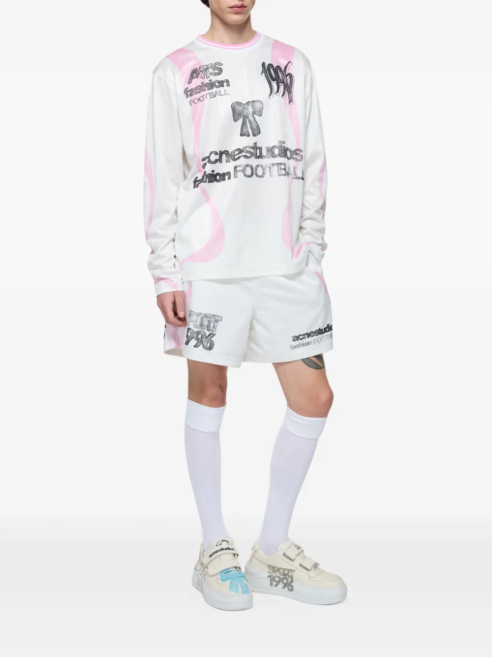 Acne Studios Casual grafische shorts Wit