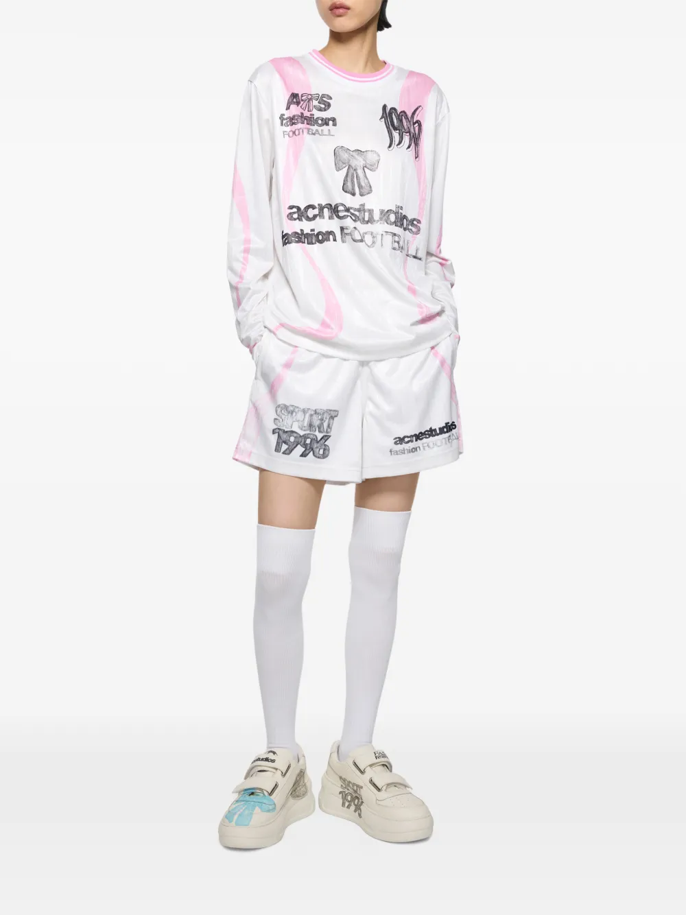 Acne Studios Casual grafische shorts Wit