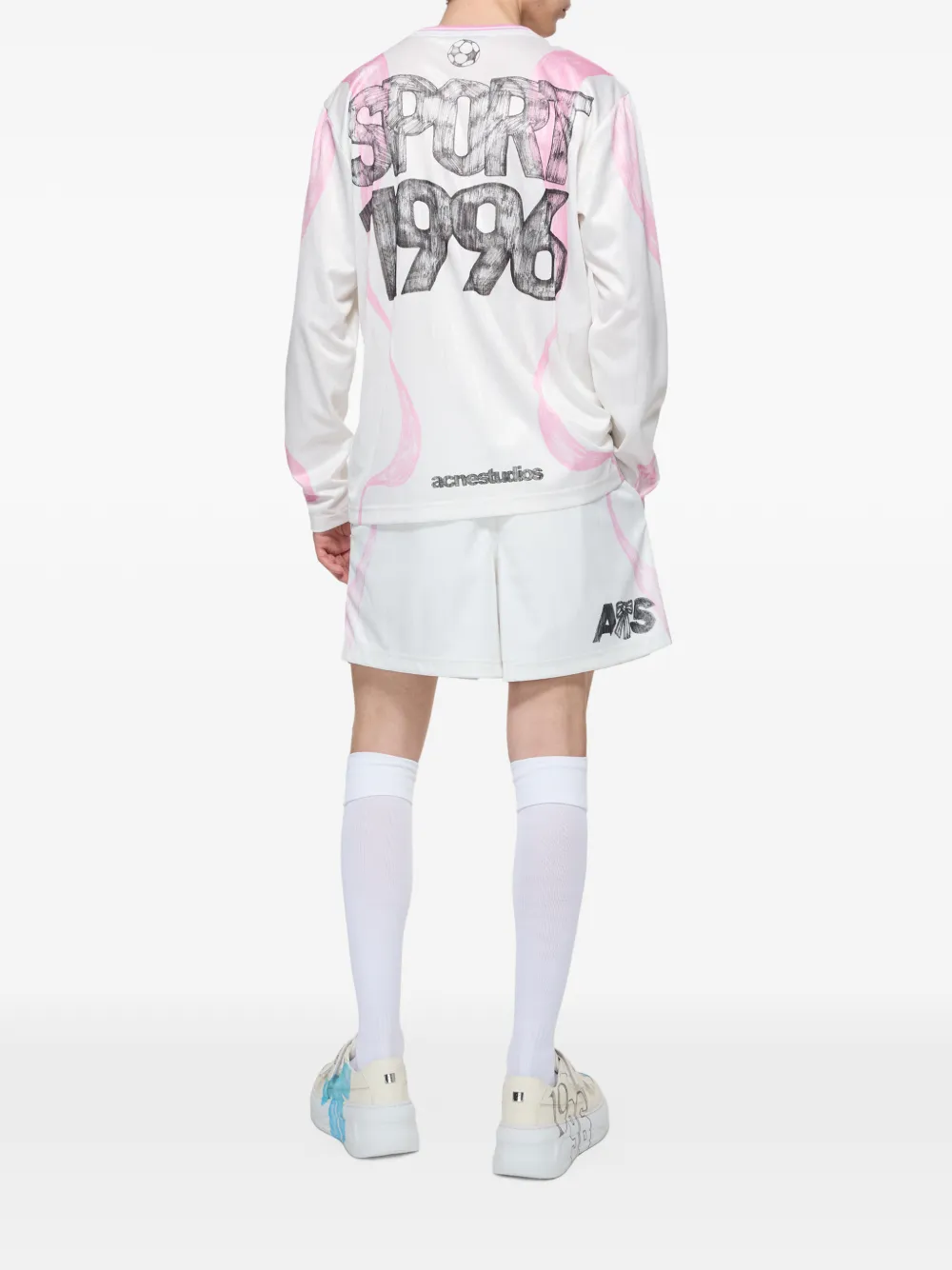 Acne Studios Casual grafische shorts Wit