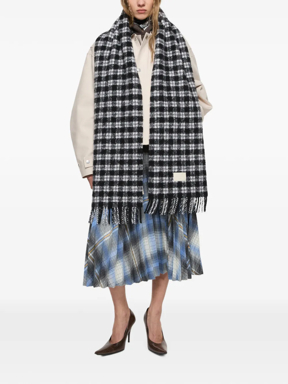 Acne Studios Geruite sjaal Wit