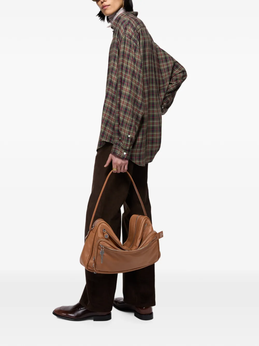 Acne Studios Camero leather multi-pocket shoulder bag Bruin