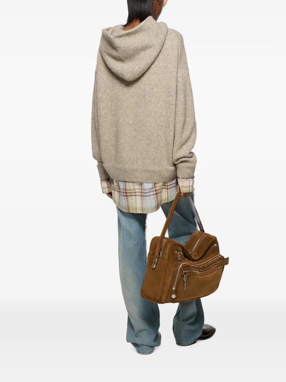 Acne Studios Gelaagde gebreide hoodie Beige