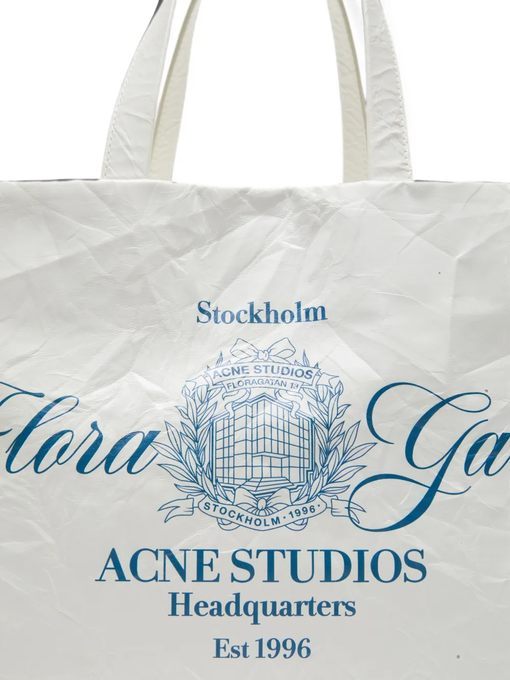 Acne Studios Leren shopper met logo Wit