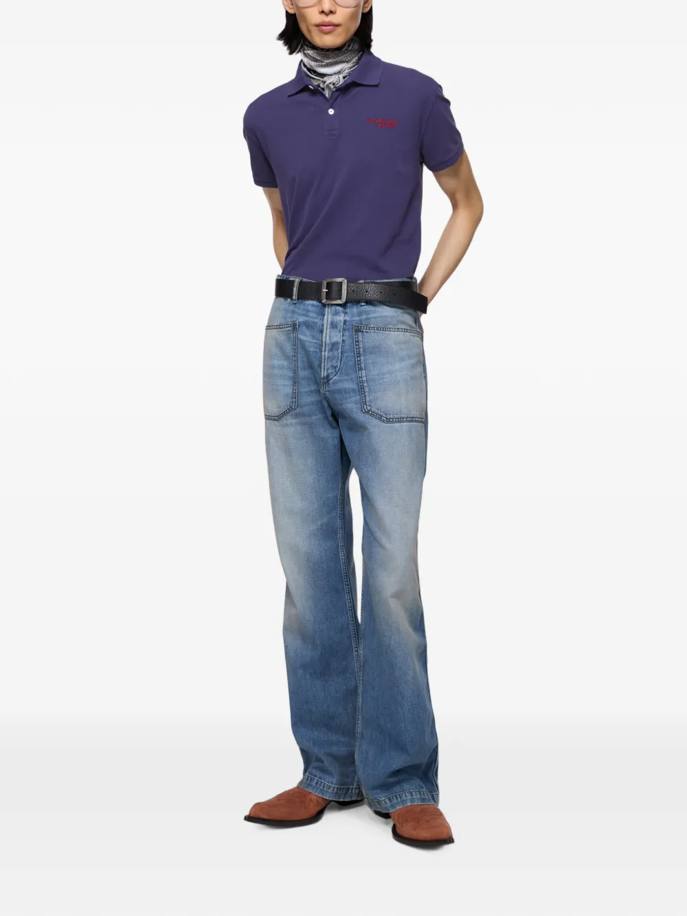 Acne Studios Poloshirt met logopatch Blauw
