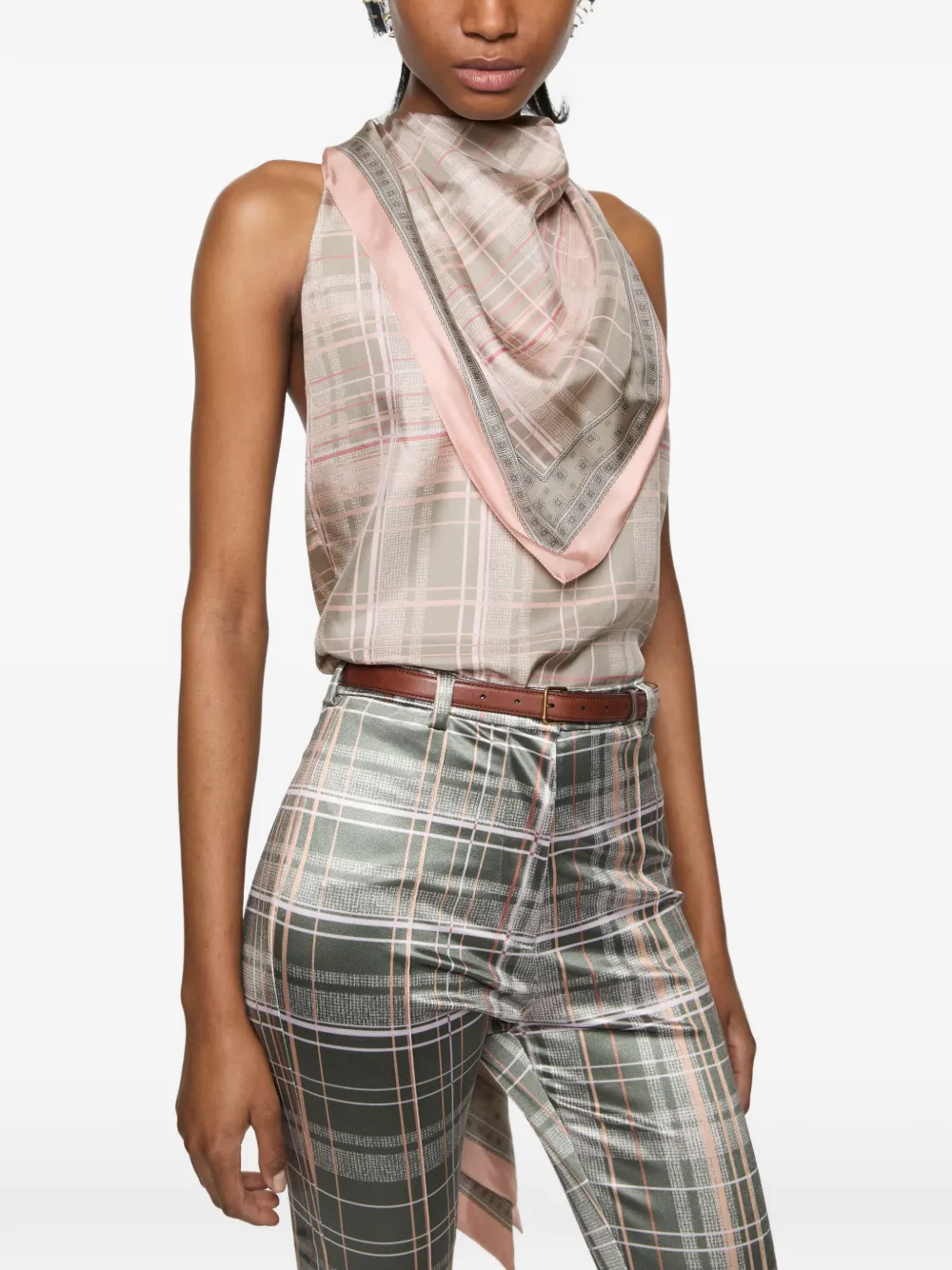 Acne Studios Zijden blouse met sjaal Grijs