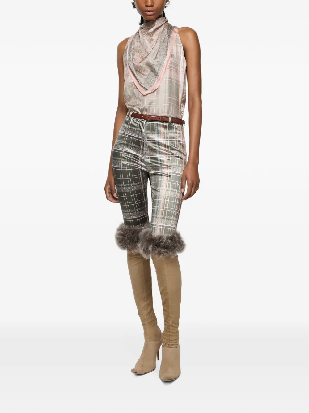 Acne Studios Zijden blouse met sjaal Grijs