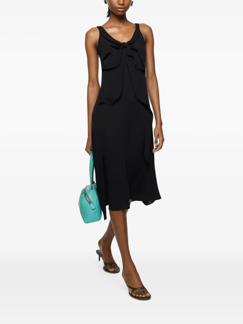 Acne Studios bow-detail silk midi dress Zwart