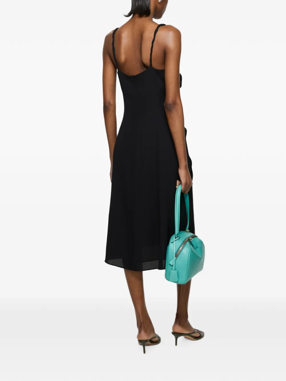 Acne Studios bow-detail silk midi dress Zwart