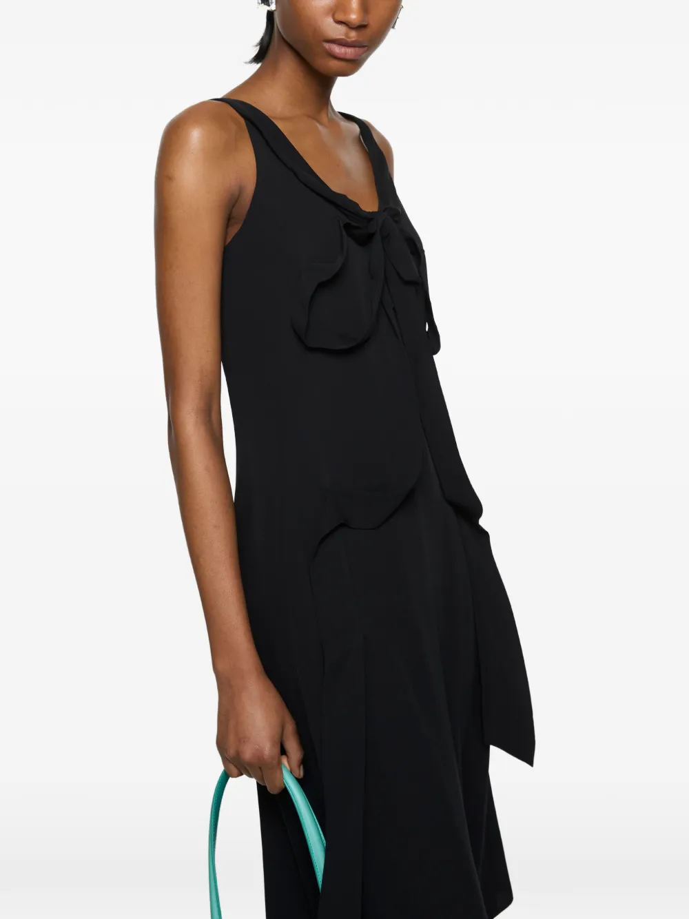 Acne Studios bow-detail silk midi dress Zwart