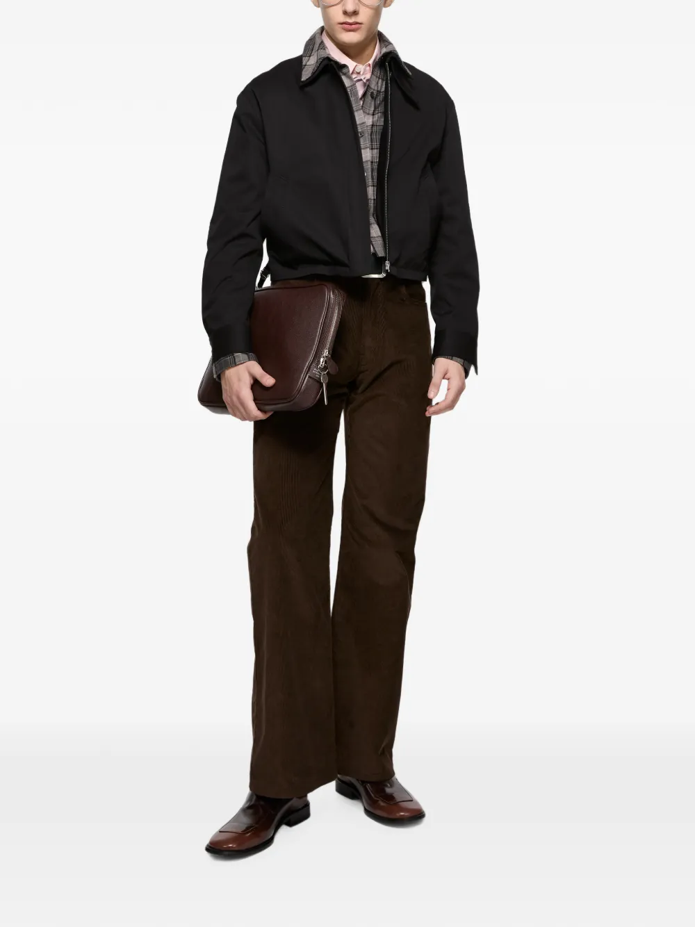 Acne Studios Cropped jack met geruite kraag Zwart