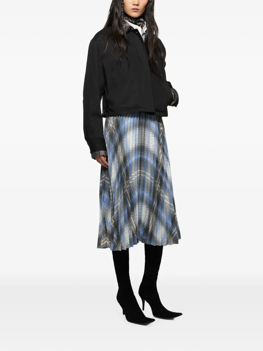 Acne Studios Cropped jack met geruite kraag Zwart
