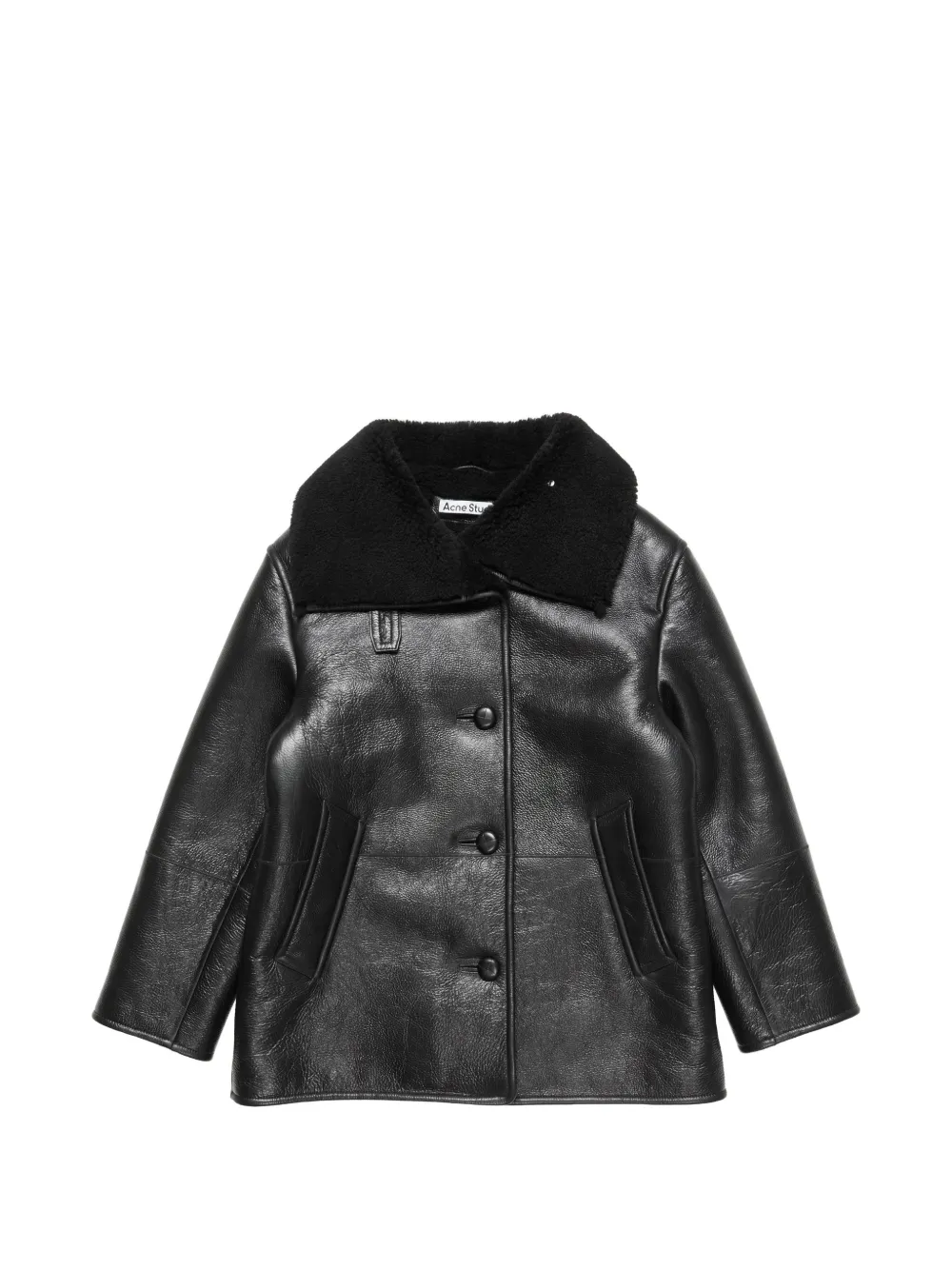 Acne Studios shearling-trimmed leather jacket - Nero