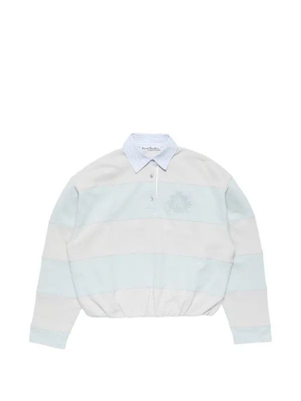 Acne Studios Striped Polo Sweatshirt in Blue