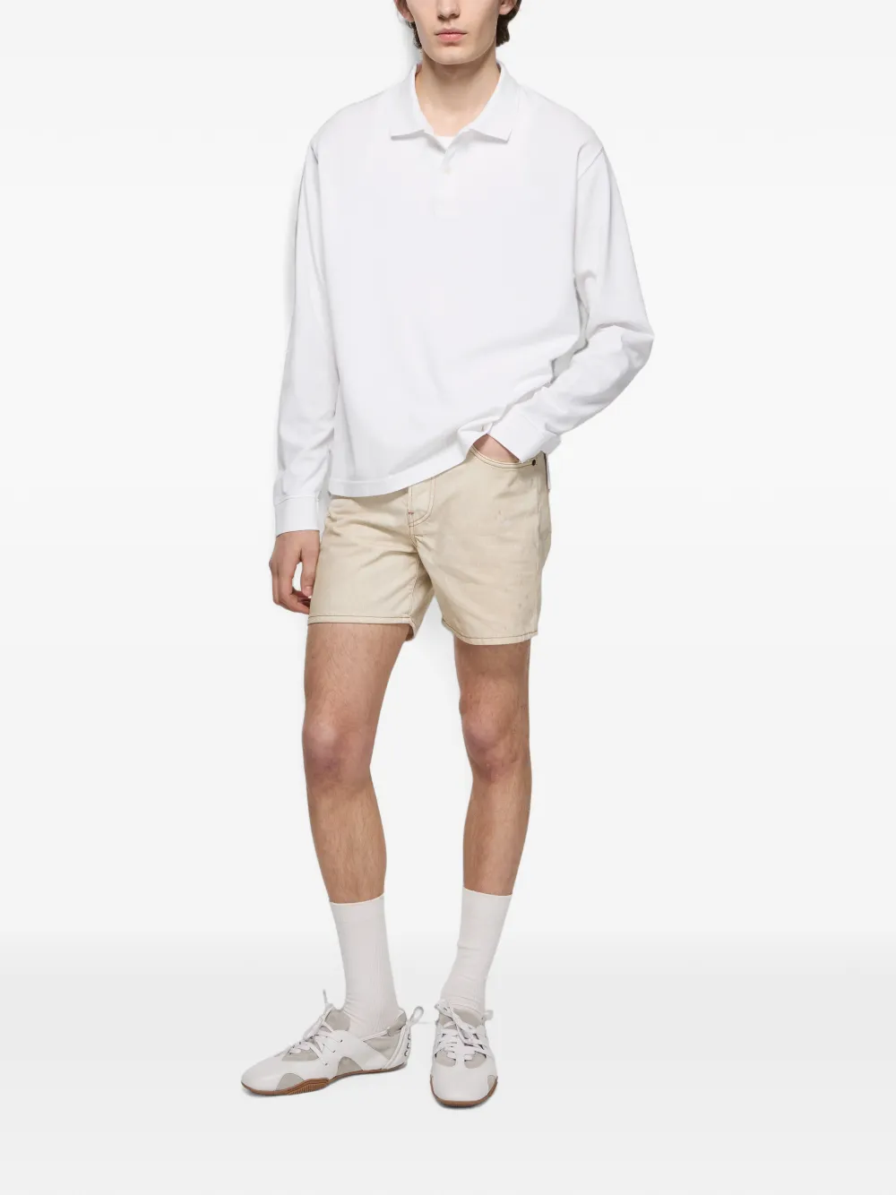 Acne Studios Poloshirt met logo-print en lange mouwen Wit