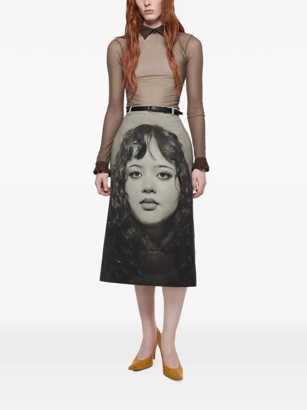 Acne Studios Doorzichtige nylon blouse Bruin