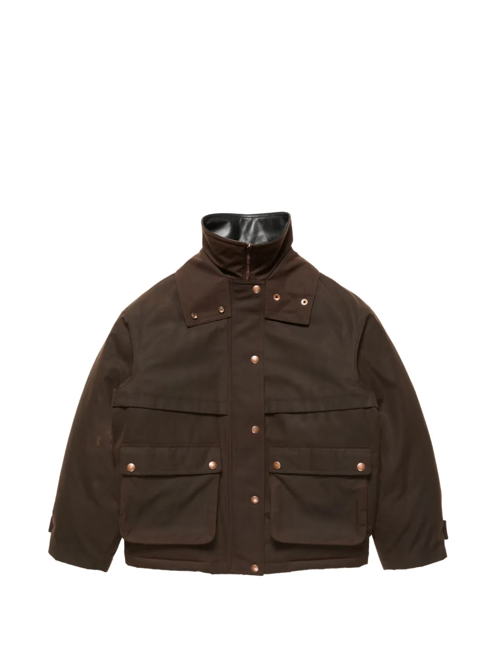 Acne Studios leather-collar Jacket | Brown | FARFETCH