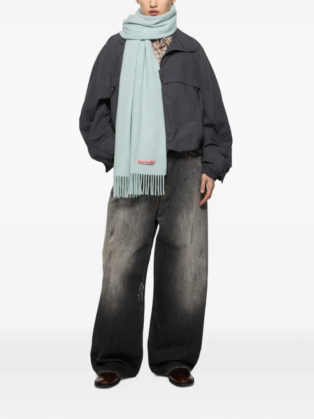 Acne Studios Wollen sjaal met franje Blauw