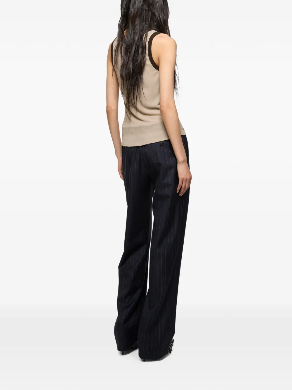 Acne Studios Ribgebreide top met grafische print Beige