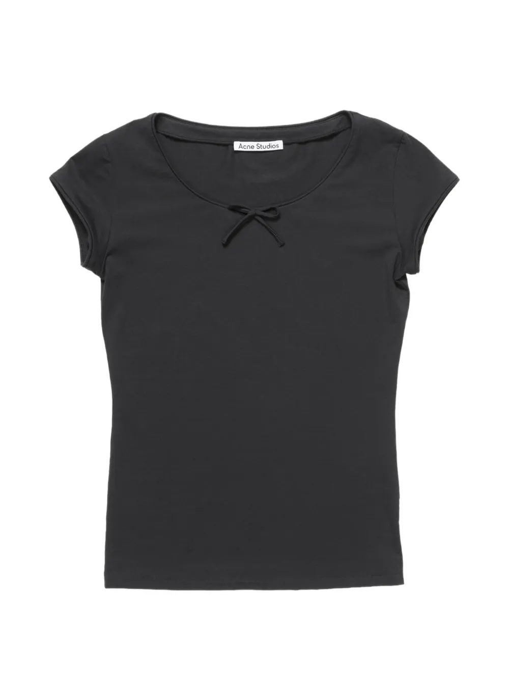 Acne Studios bow-detail cap-sleeve T-shirt - Nero