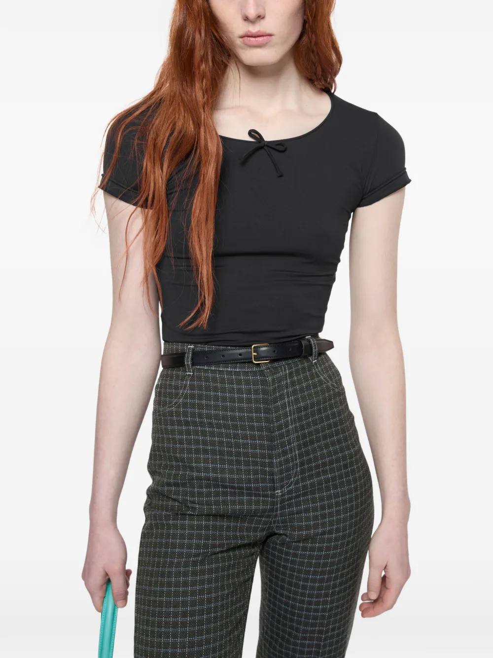 Acne Studios Jersey T-shirt with Bow in Black, view 4