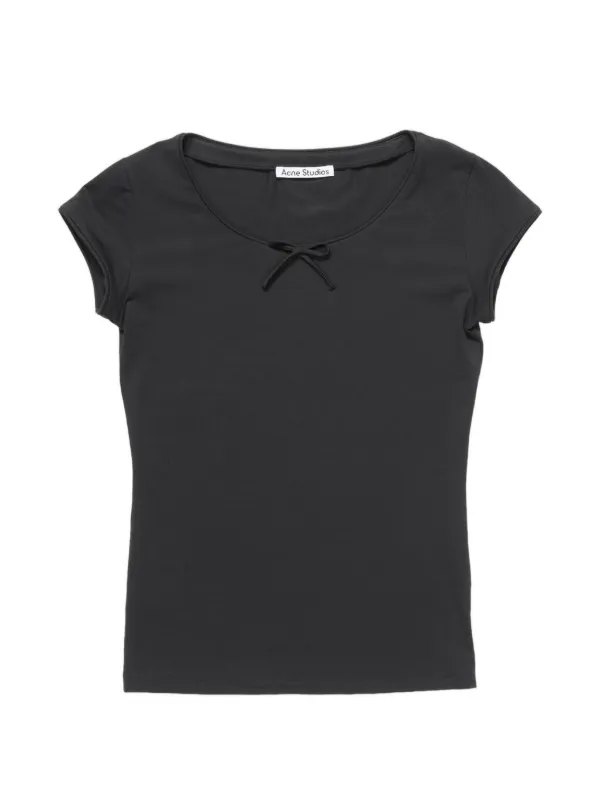 Acne Studios Jersey T-shirt with Bow in Black