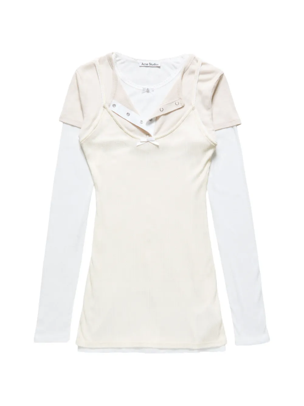 Acne Studios layered-effect bow-detail mini dress - Toni neutri