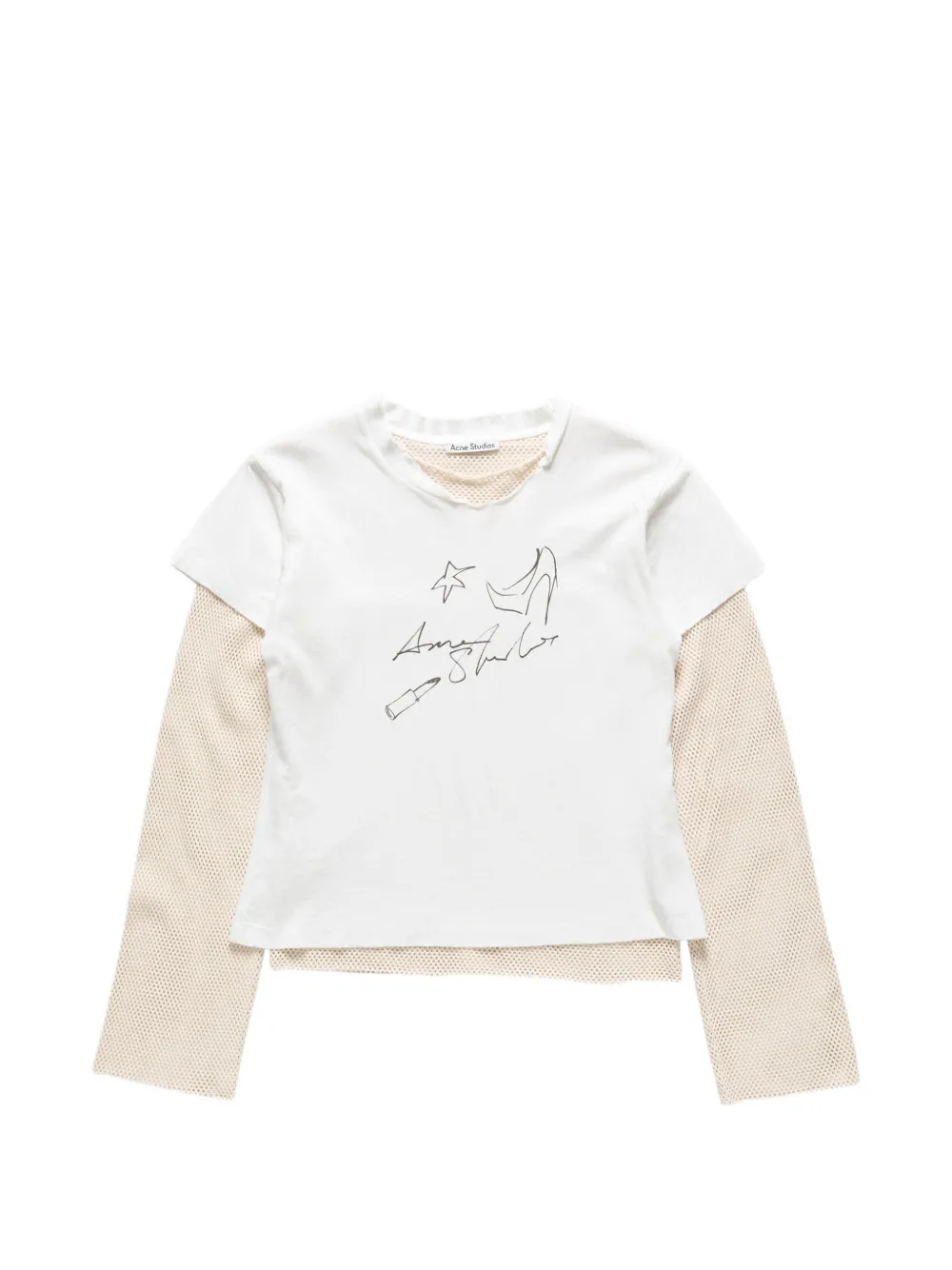Acne Studios layered graphic-print T-shirt - Bianco