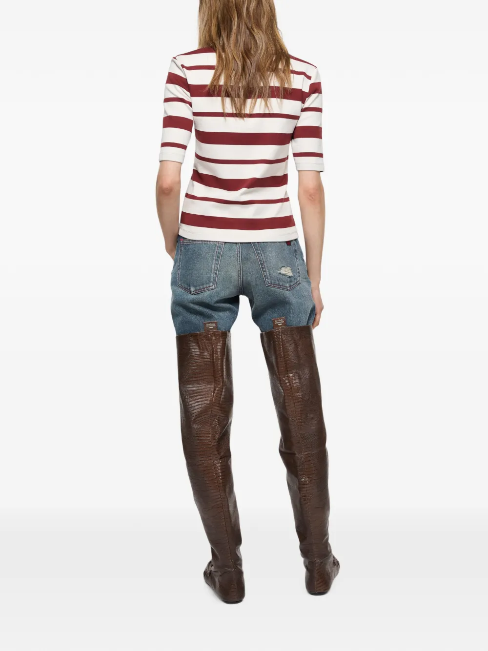 Acne Studios Gestreept poloshirt met wapenschild-patch Rood