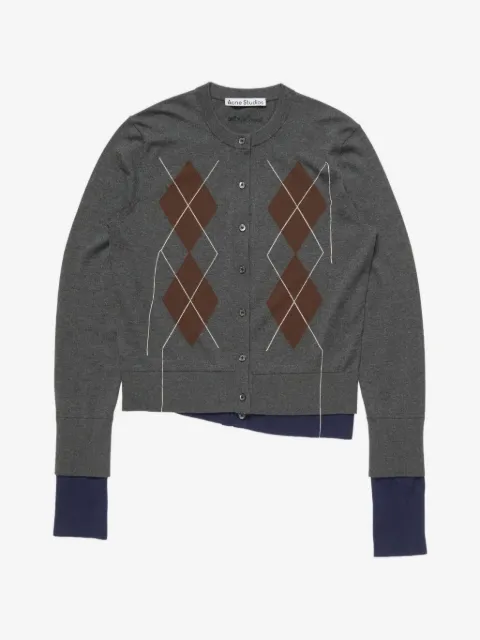Acne Studios argyle-intarsia layered cardigan