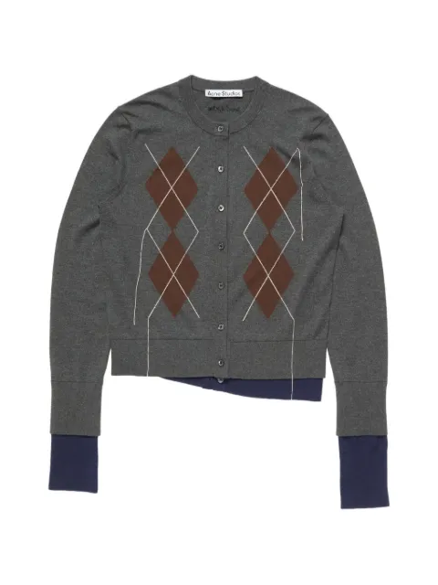 Acne Studios cárdigan a capas con motivo de rombos en intarsia