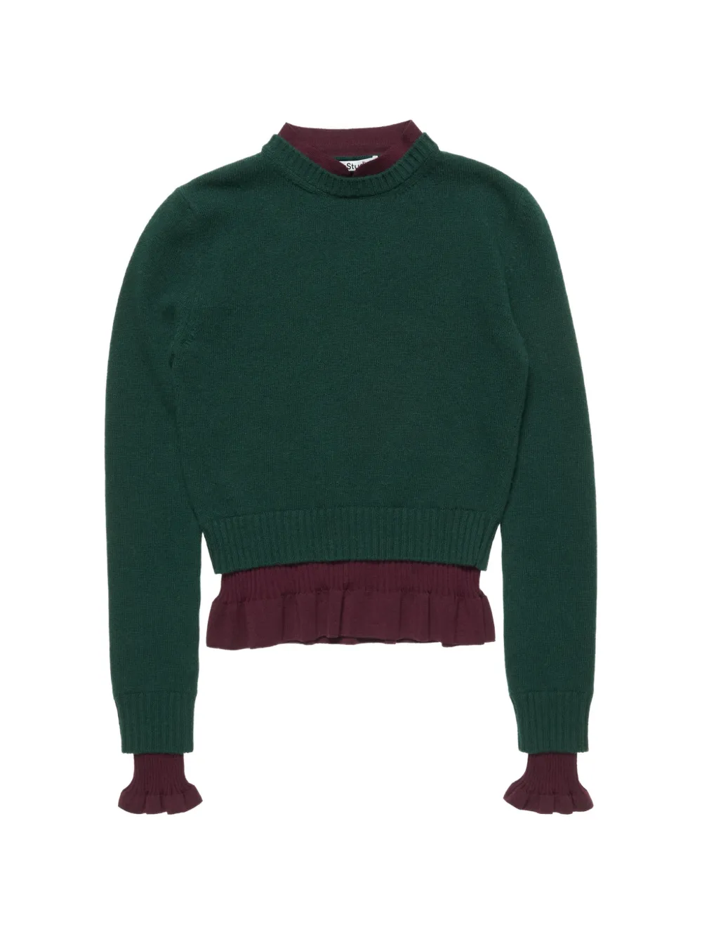 Acne Studios ruffled layered-effect sweater - Green