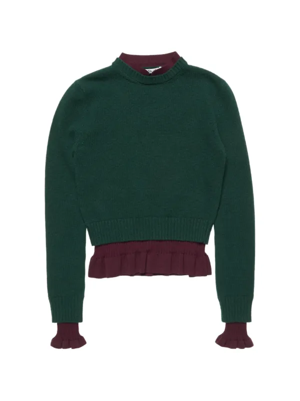 Acne Studios Ruffled Layered-effect Sweater in Green