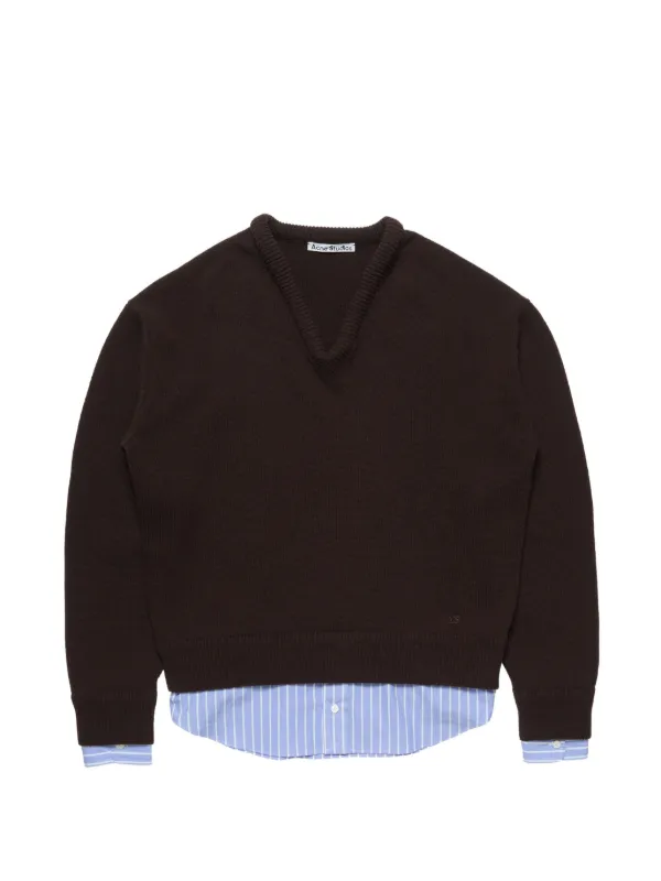 Acne Studios Layered Wool Sweater in Brown