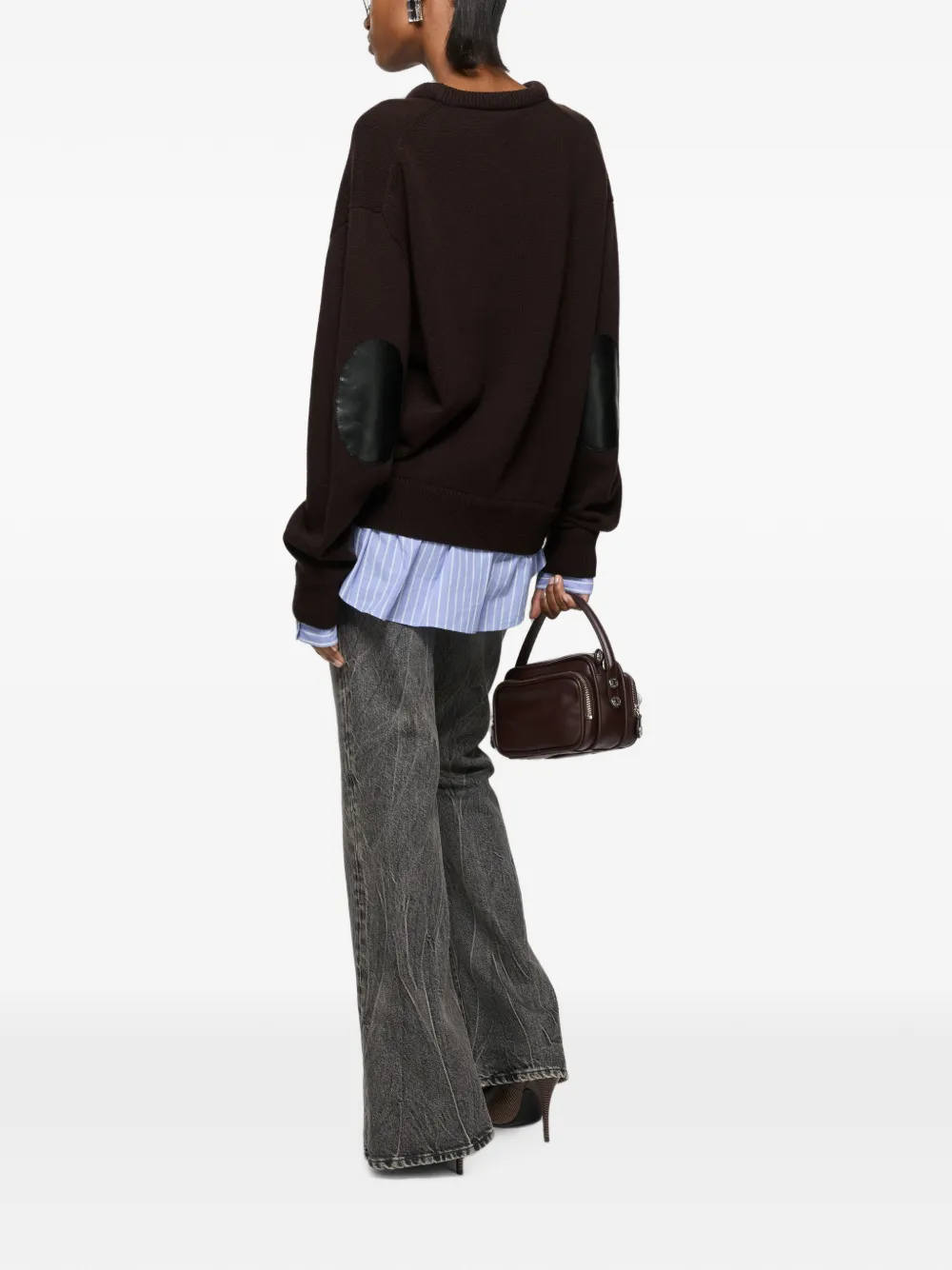 Acne Studios Layered Wool Sweater in Brown, view 3