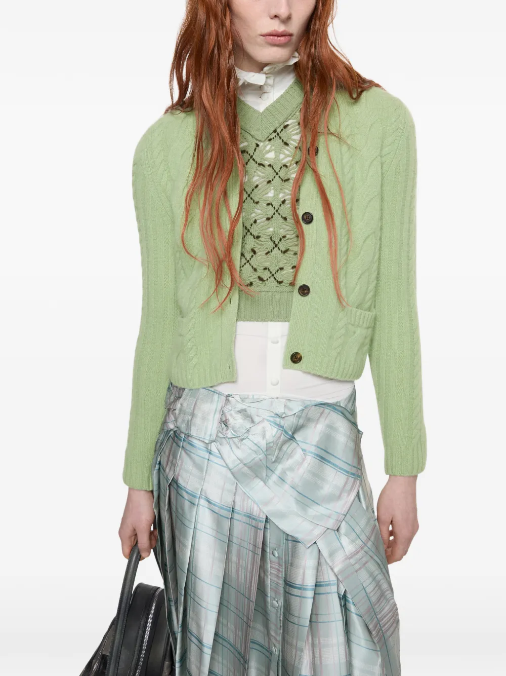 Acne Studios Kabelgebreid kasjmier vest Groen