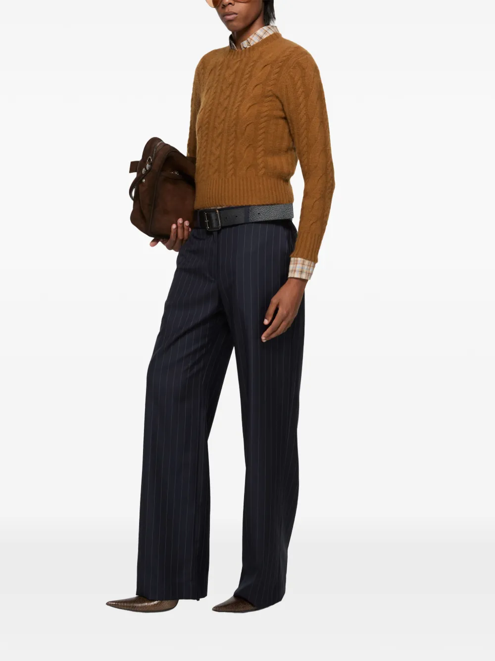 Acne Studios Kasjmier kabelgebreide trui Bruin