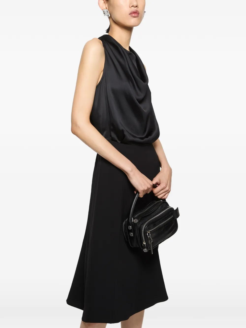 Acne Studios Cowl-neck Sleeveless Dress in Black, view 4