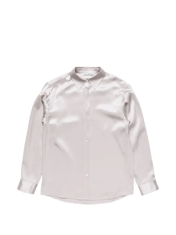 Acne Studios Serillan Silk Blouse with Logo in Purple