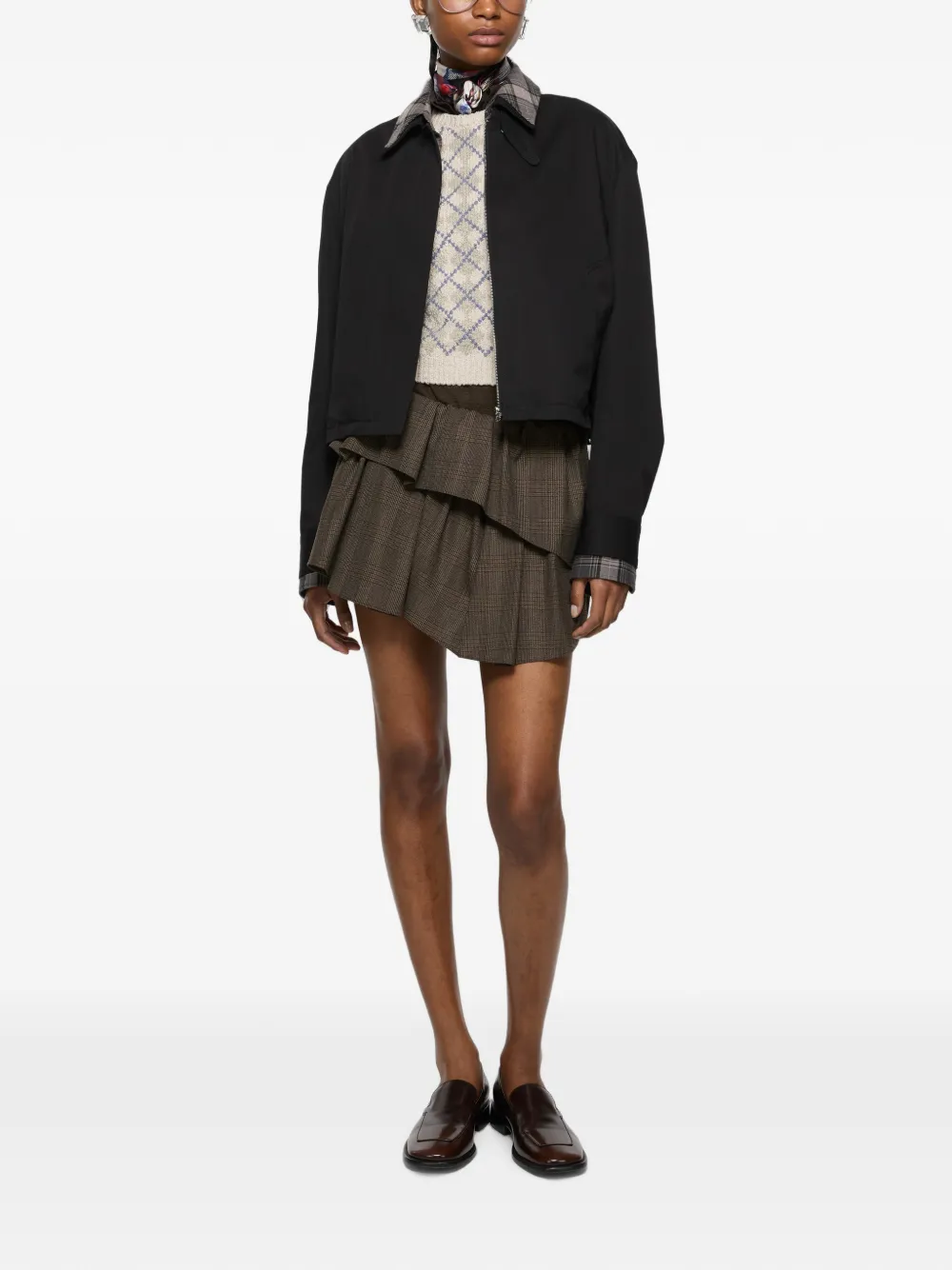 Acne Studios short pleated wool skirt - Marrone