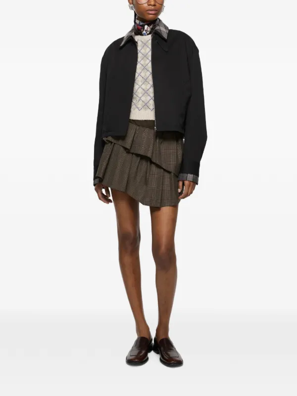 Acne Studios Short Pleated Wool Skirt in Brown