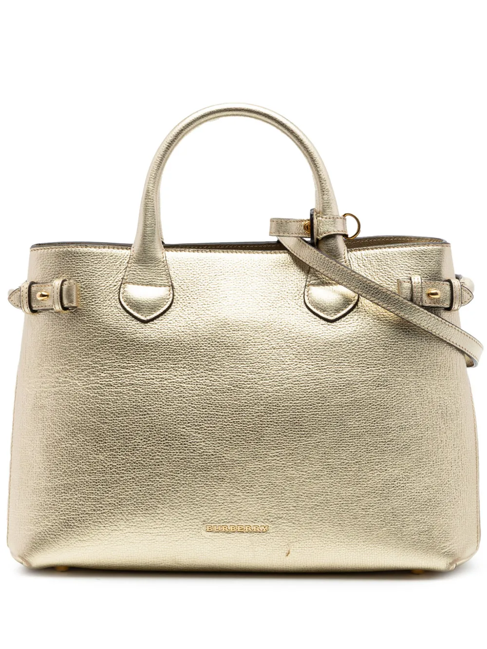 Burberry Pre-Owned 2000-2017 Medium Metallic Leather and House Check Banner satchel - Oro