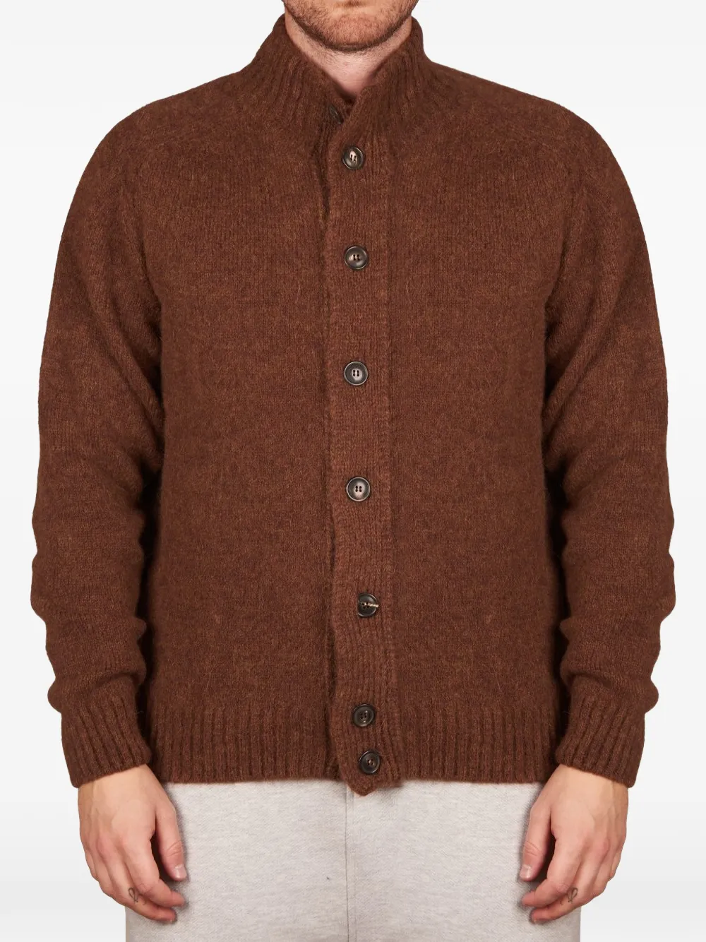 Filippo De Laurentiis high-neck button-up cardigan - Marrone