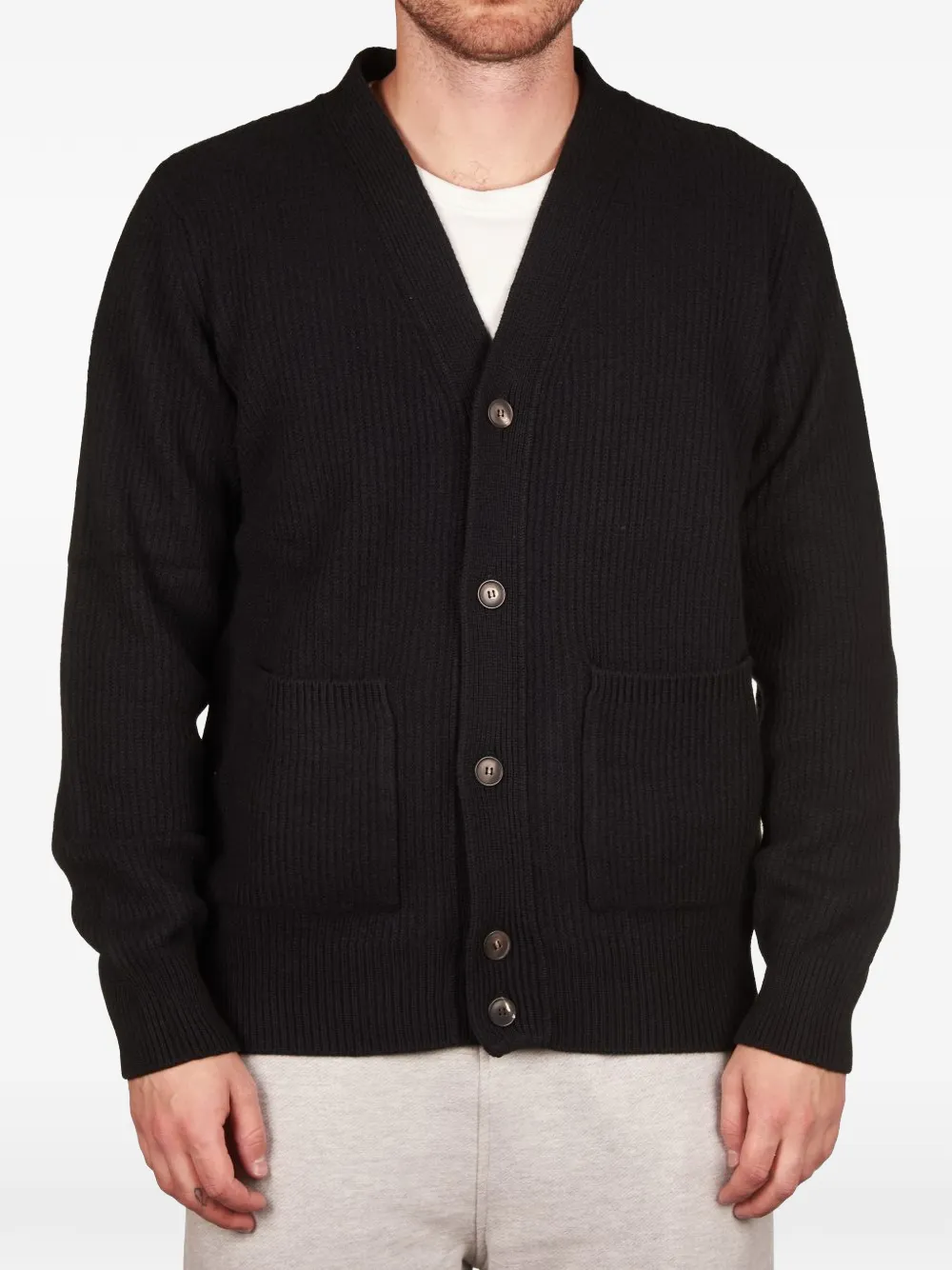 Filippo De Laurentiis ribbed-knit button-up cardigan Zwart