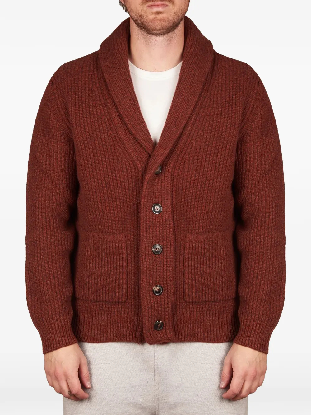 Filippo De Laurentiis ribbed shawl-collar cardigan - Brown
