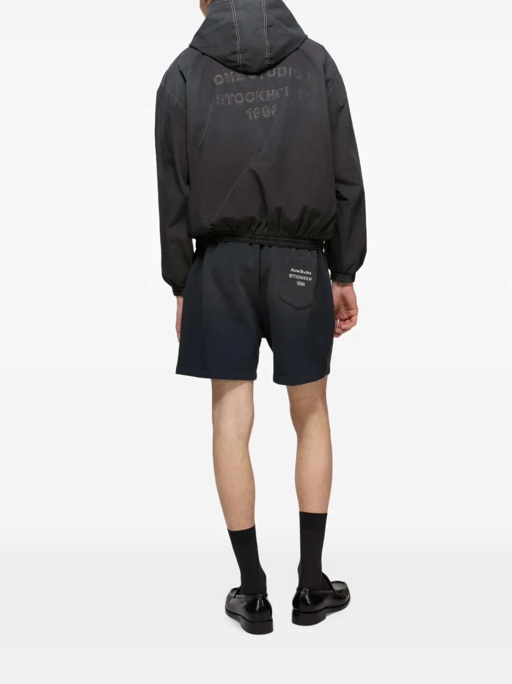 Acne Studios logo-print zip-up hoodie Zwart