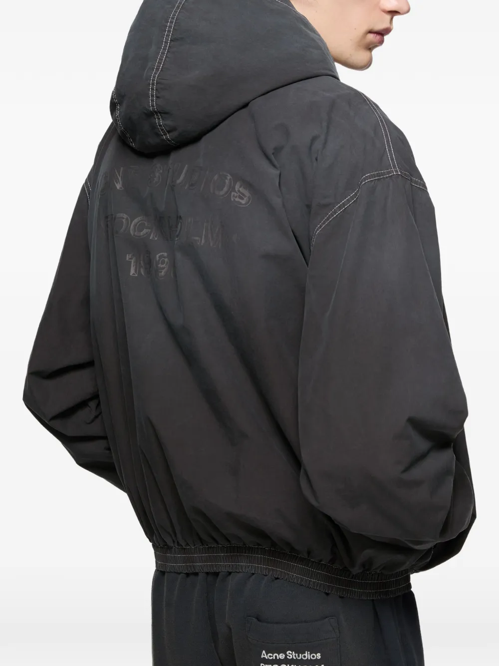 Acne Studios logo-print zip-up hoodie Zwart
