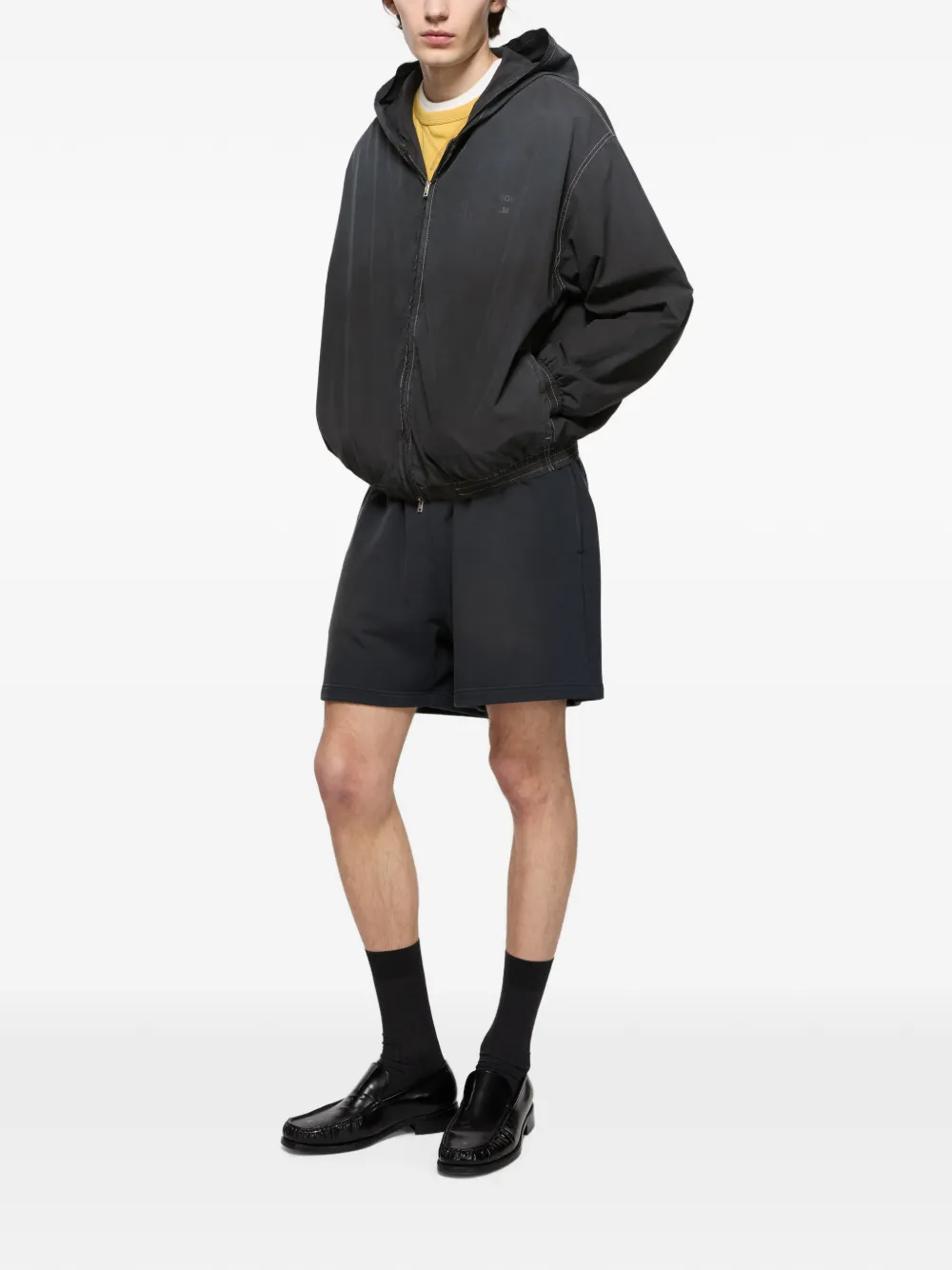 Acne Studios logo-print zip-up hoodie Zwart